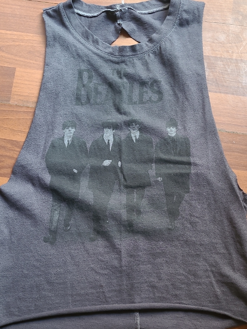 The Beatles Grey Flowy Graphic Tank With An Open Back
